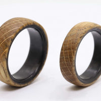 whiskey barrel ring with carbon fiber sleeve 8mm and 6mm comparison