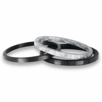 Stackable Rings, Carbon Fiber Racer, Quicksilver, and Bullet Carbon Laying Flat