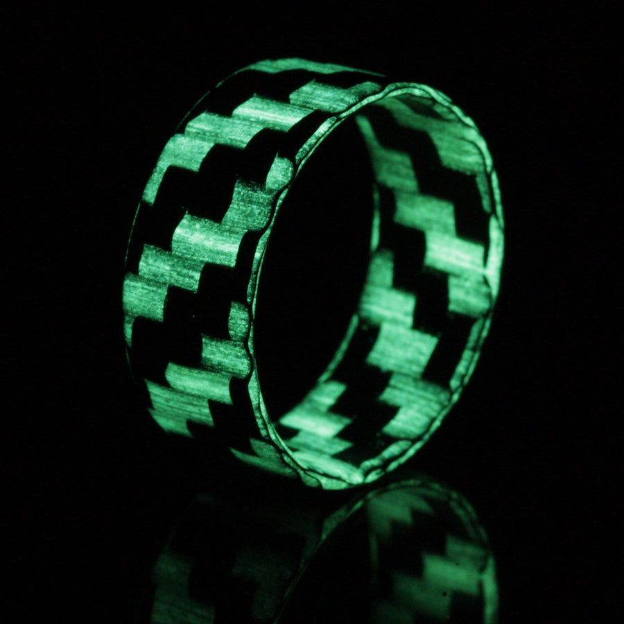 Ultralight Glowing Carbon Fiber Ring Glowing Overhead View