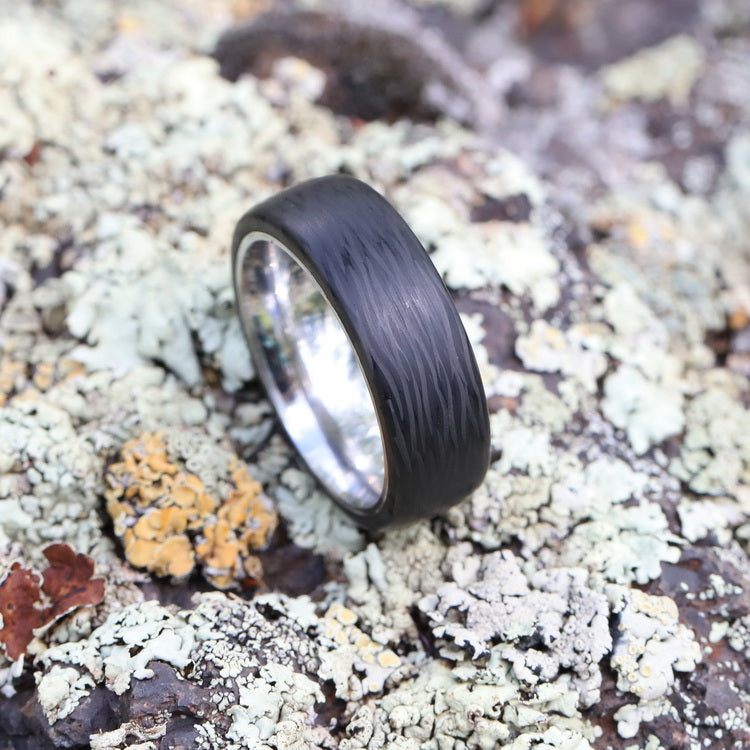 Titanium Ring Handcrafted with Carbon Fiber Exterior by Element Ring 8 / 8mm / Polished