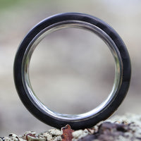 Men's Titanium Wedding Band with Carbon Fiber Side View