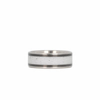 Concrete Wedding Ring with Carbon Fiber and Titanium Interior Laying Flat