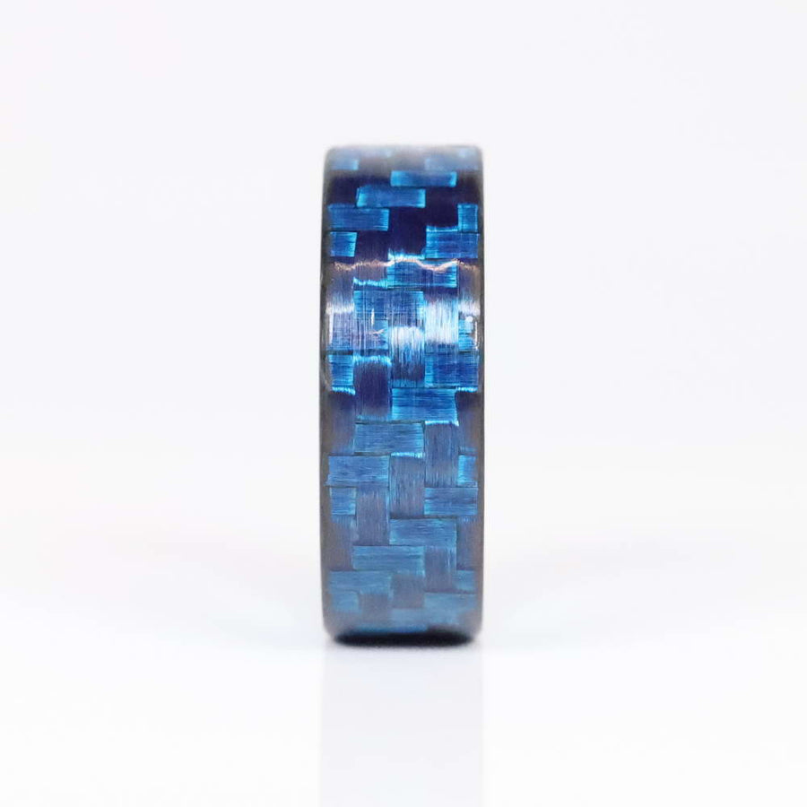 Blue Carbon Fiber Ring with Blue Aluminum Interior Front View