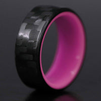 Purple Glow In The Dark Ring with Carbon Fiber closeup