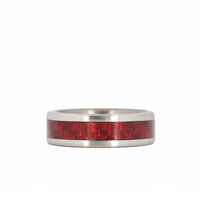 Red Carbon Fiber Ring with Titanium Flat