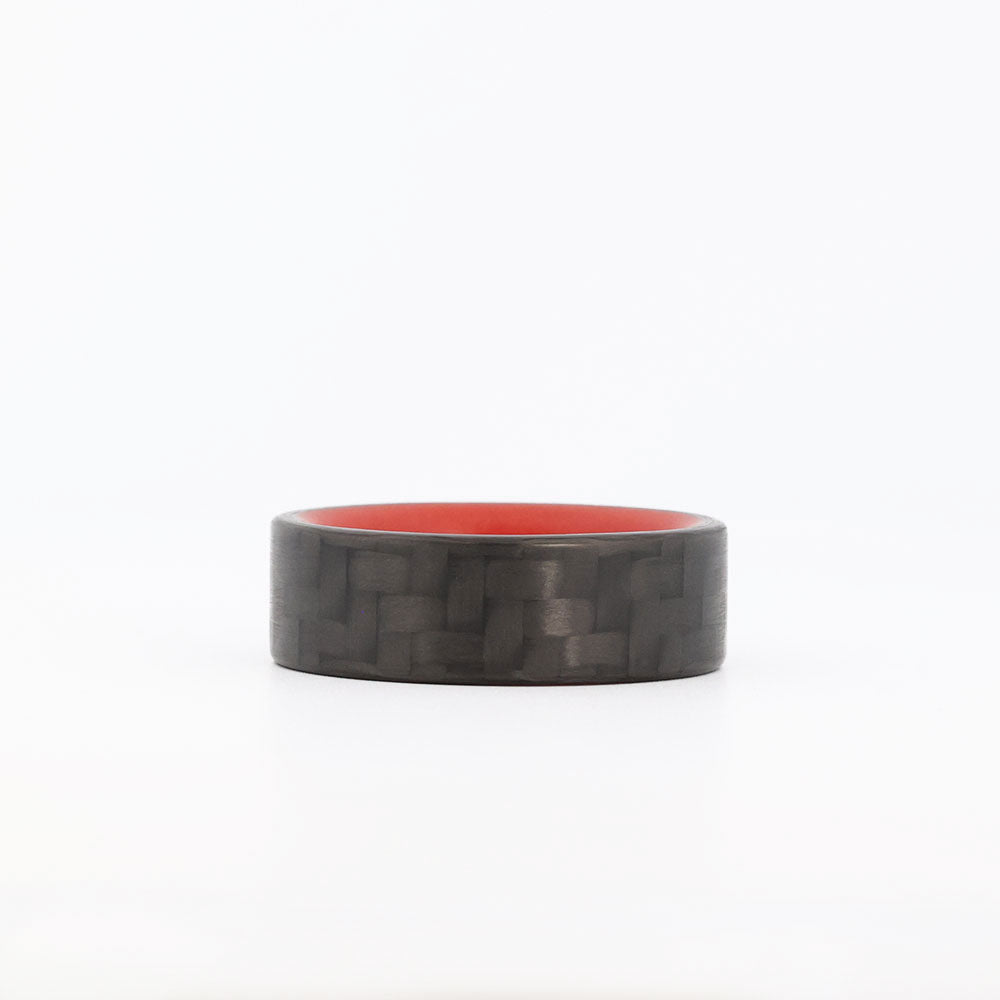 Red Glowing Ring with Carbon Fiber Laying Flat