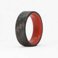 Red Glowing Ring with Carbon Fiber