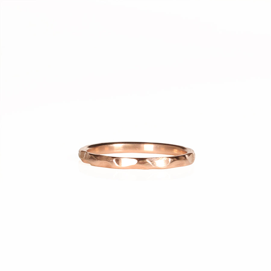 Stackable Hammered Rose Gold Ring Laying Flat