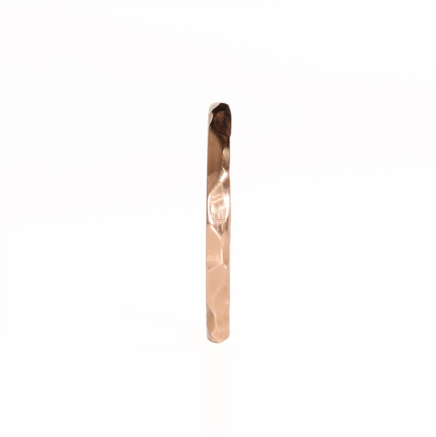 Stackable Hammered Rose Gold Ring Front View