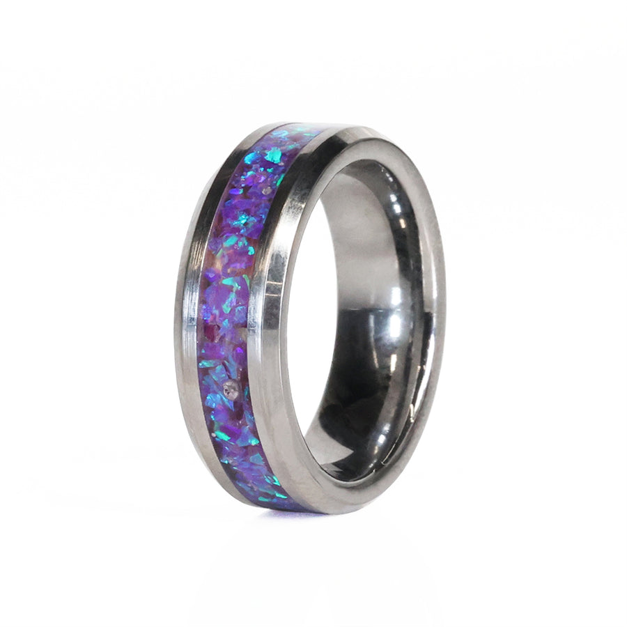 Titanium Ring With Crushed Amethyst Inlay, Purple Amethyst Ring, Titanring,  Mens Wedding Band, Womens Ring, Mens Ring - Etsy