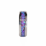Women's Amethyst Ring with Glow and Opal Inlay in Titanium Rails Front View