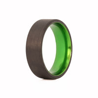 Green Aluminum Men's Ring with Carbon Fiber