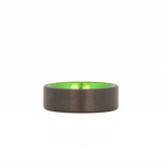 Green Aluminum Men's Ring with Carbon Fiber Laying Flat