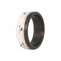 Men's Terrazzo Wedding Ring with 14k Gold Inlay and Carbon Fiber