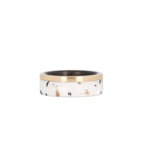 Terrazzo Wedding Ring with 14k Gold and Carbon Fiber Laying Flat