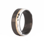 Terrazzo Men's Wedding Ring with Carbon Fiber and 14k Yellow Gold