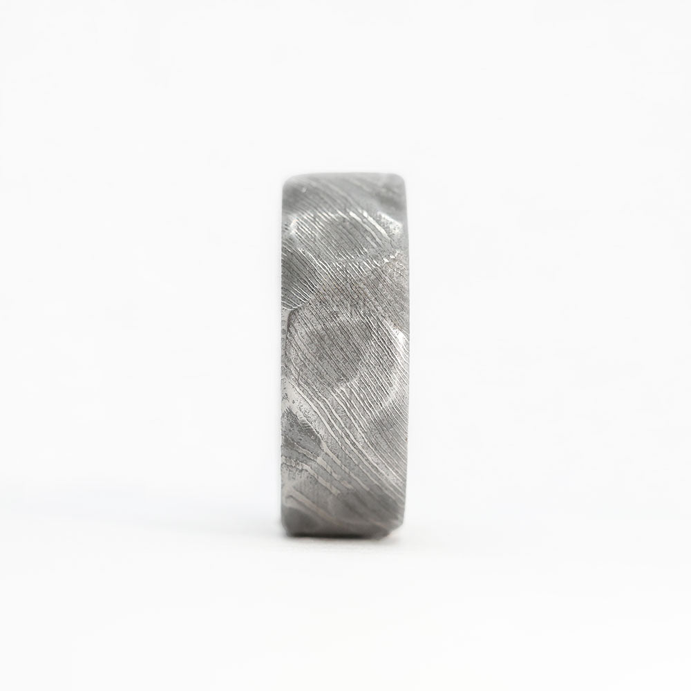 Hammered Damascus Men's Ring Front View