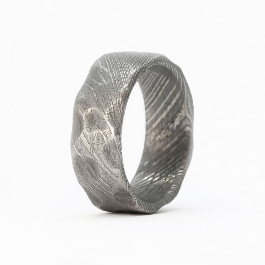 Hammered Damascus Men's Ring