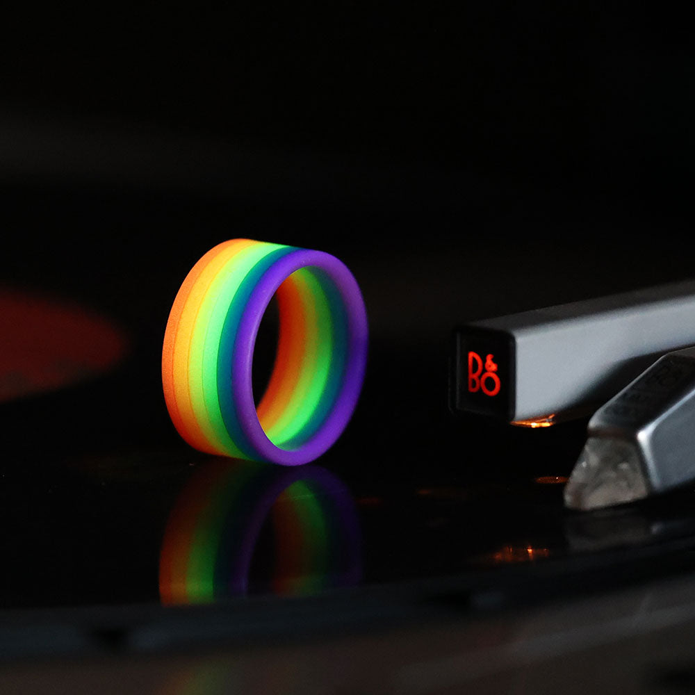 Glow Rainbow Ring Glowing On Vinyl Record Player