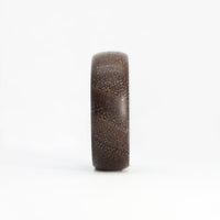 walnut wooden wedding ring with carbon fiber sleeve front view