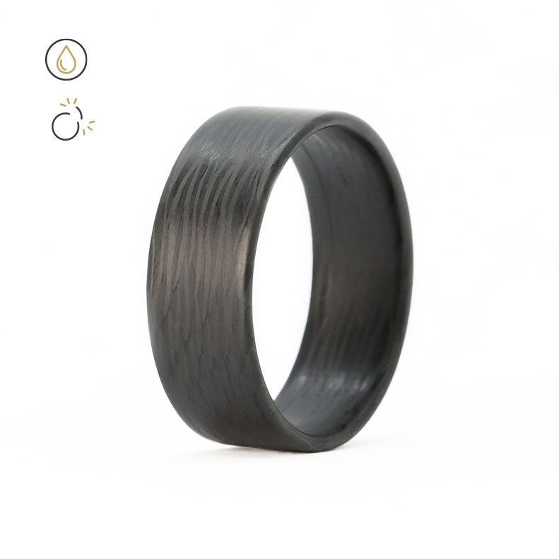 Ultralight Men's Ring with Wave Carbon Fiber