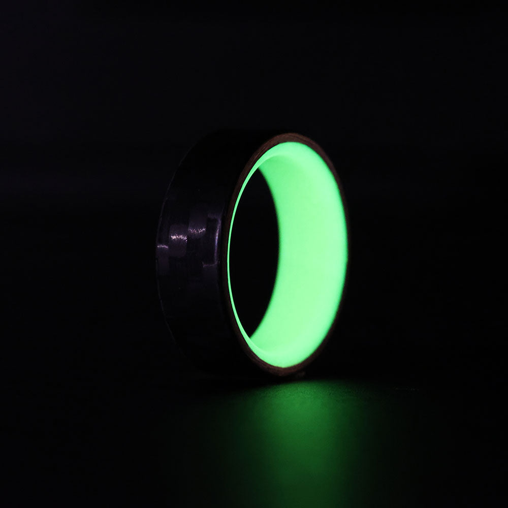 Yellow Glowing Resin Ring with Carbon Fiber glowing
