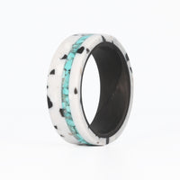 Terrazzo Jewelry Ring with Crushed Turquoise Inlay and Carbon Fiber Interior