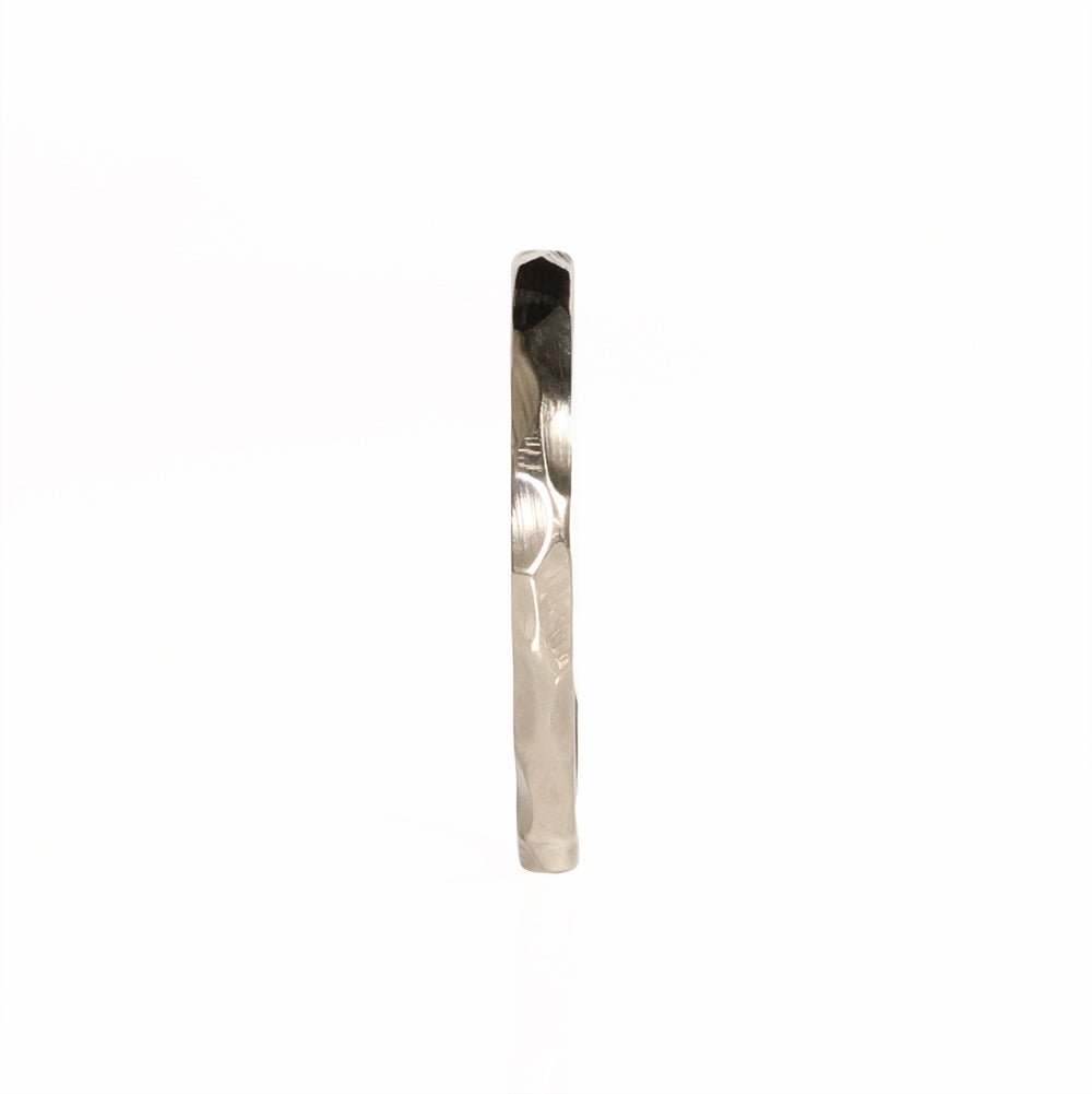 Stackable Hammered White Gold Ring Front View