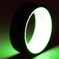 Yellow Glowing Resin Ring with Carbon Fiber glowing close up