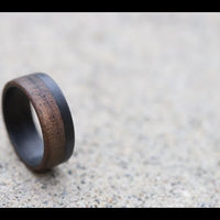 70/30 walnut wood ring with carbon fiber sleeve showcase video