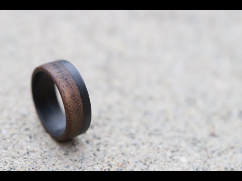 70/30 walnut wood ring with carbon fiber sleeve showcase video