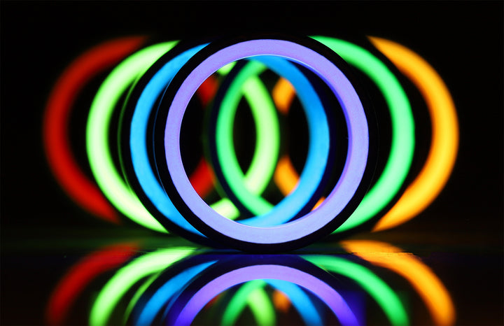Glowing Carbon Fiber Ring Rainbow Collection Side View